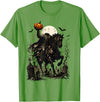 Midnight Horseman Gothic Halloween Vintage Headless Horseman Pumpkin Rider Haunted Halloween T-Shirt - Grass Green
