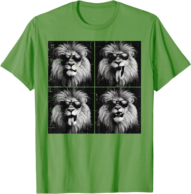 Lion Shirts For Men Women Kids Gifts Lion Selfie Funny Meme Women Kids Boys Girls Youth Teen Men T-Shirt - Grass Green