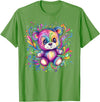 Vibrant Colorful Teddy Bear Illustration Rainbow Splash Teddy Bear T-Shirt - Grass Green