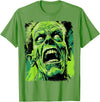 FrightNightFits Classic Horror Green Evil Crazy Scientist Freak Halloween T-Shirt - Grass Green