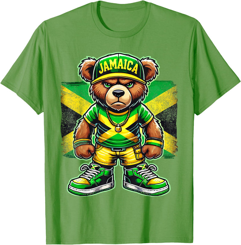 Jamaica Flag Lover Jamaica Flag Teddy Bear Jamaican T-Shirt - Grass Green