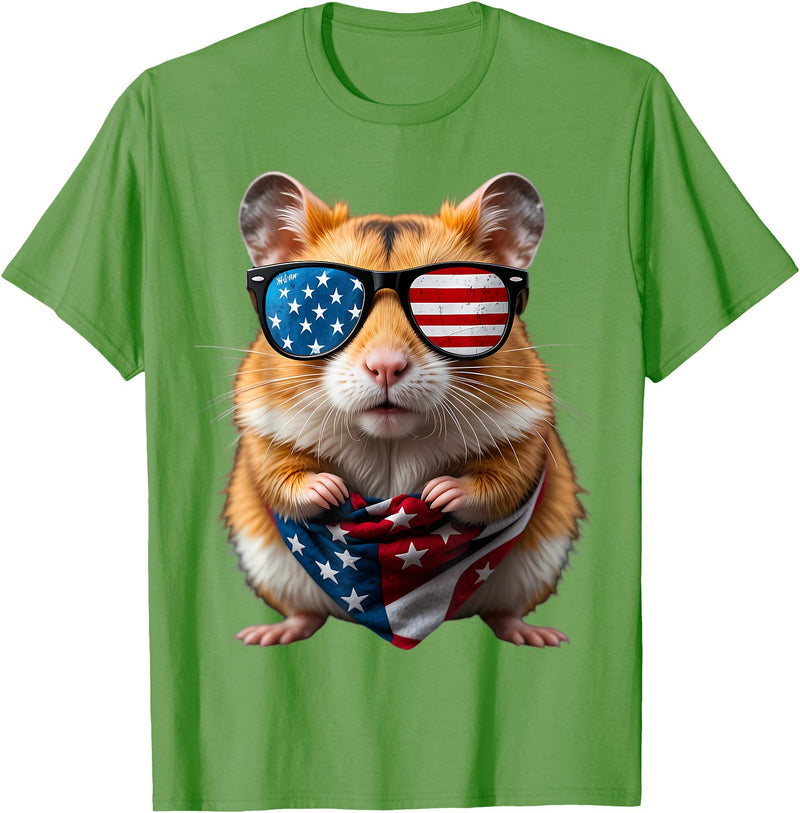 Hamster 4th Of July American Independence Day USA Patriotic T-Shirt - Grass Green