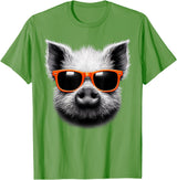 Cool Pig Love Graphic Art Cool Pig Wearing Sunglasses Graphic Art T-Shirt - Grass Green