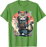 NINJA KITTEN WARRIORS Japanese Samurai Cat Tattoo, Kawaii Ninja Cat Women, Girls T-Shirt