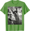 Funny Llama Stuff Accessories & Gifts Cool Llama Selfie At The Beach, Cute Llamas Alpaca T-Shirt - Grass Green