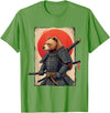 Japanese Samurai Bear Woodblock Art Samurai Brown Bear Ukiyo-e Ink Warrior Art Japanese Bear Art T-Shirt - Grass Green