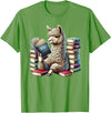 Llama Book Lover Llama Reading Book Reader Bookworm Alpaca Lover T-Shirt - Grass Green