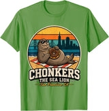 Chonkers The Sea Lion San Francisco Funny Seal Tee Chonkers The Sea Lion San Francisco Funny Seal T-Shirt - Grass Green