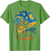 Bear playing Guitar Night-Sky Moon Guitar Grizzly Bear Blues Guitarist Starry Night Musician Music T-Shirt - Grass Green