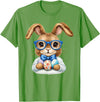 Vintage Easter Rabbit Cute Bunny with Bow Tie Boy Kid T-Shirt in Grass Green