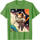 HAPPY DAWG - ARTS Astronaut Cat - Funny Space Cat Japanese Retro Kawaii Cute T-Shirt