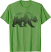Dramabite Bear Double Exposure Surreal Wild Animals T-Shirt - Grass Green