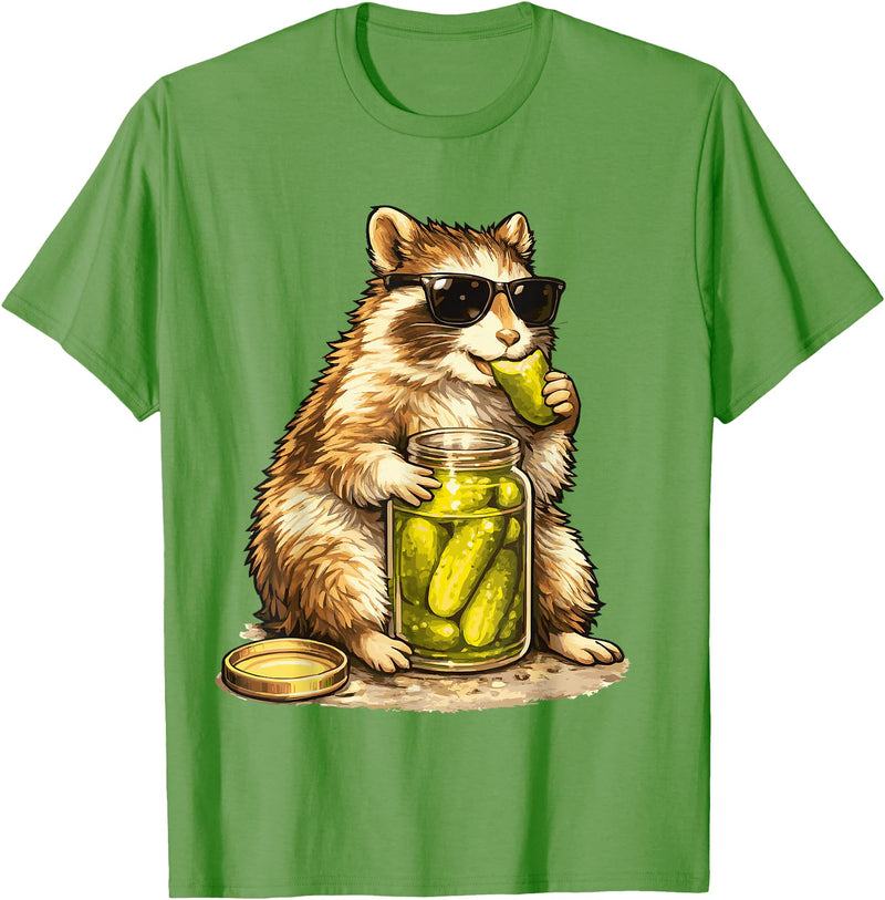 Pickle Munching Guinea Pig Designs Funny Guinea Pig Pickle Lover T-Shirt - Grass Green
