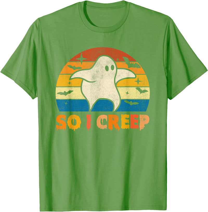 Creeping Ghost Halloween Tees So I Creep Ghost Halloween Funny T-Shirt - Grass Green