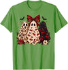Skeleton Pumpkin Halloween For Women Girls Cute Coquette Ghost Leopard Bow Cherry Halloween Women Girls T-Shirt - Grass Green