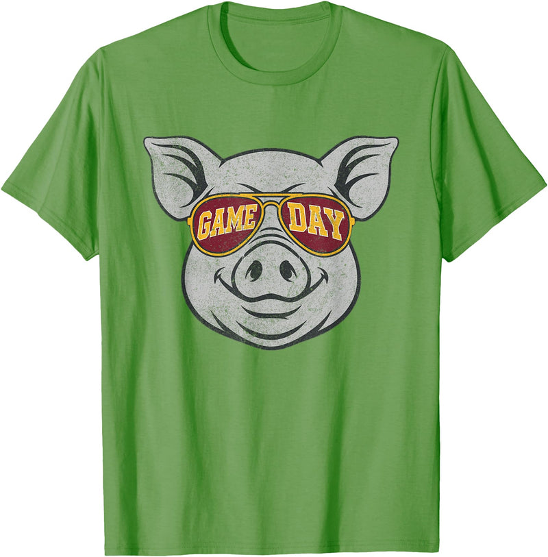 Game Day Pig Tee-TShirt Gifts Game Day Pig T-Shirt - Grass Green