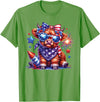 July 4th Highland Cow Farm Lovers America Costume Cute Highland Cow Florals 4th of July USA Flag Patriotic Cow T-Shirt -