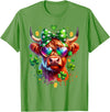 Funny St Paddy Highland Cow St Patricks Day Outfit Cute Highland Cow With Sunglasses St Patricks Day Funny T-Shirt - Grass