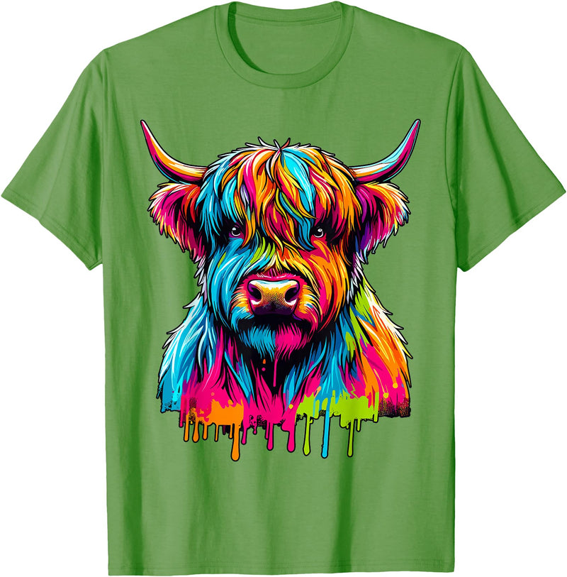 Cute Highland Cow Gifts Colorful Highland Cow T-Shirt - Grass Green