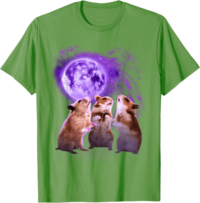Hamsters Howling at The Moon Shirt - Funny Hamster T-Shirt - Grass Green