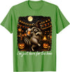 Halloween Tees Kids Women Men I'm Just Here for The Boos Funny Raccoon Pumpkin Halloween T-Shirt - Grass Green