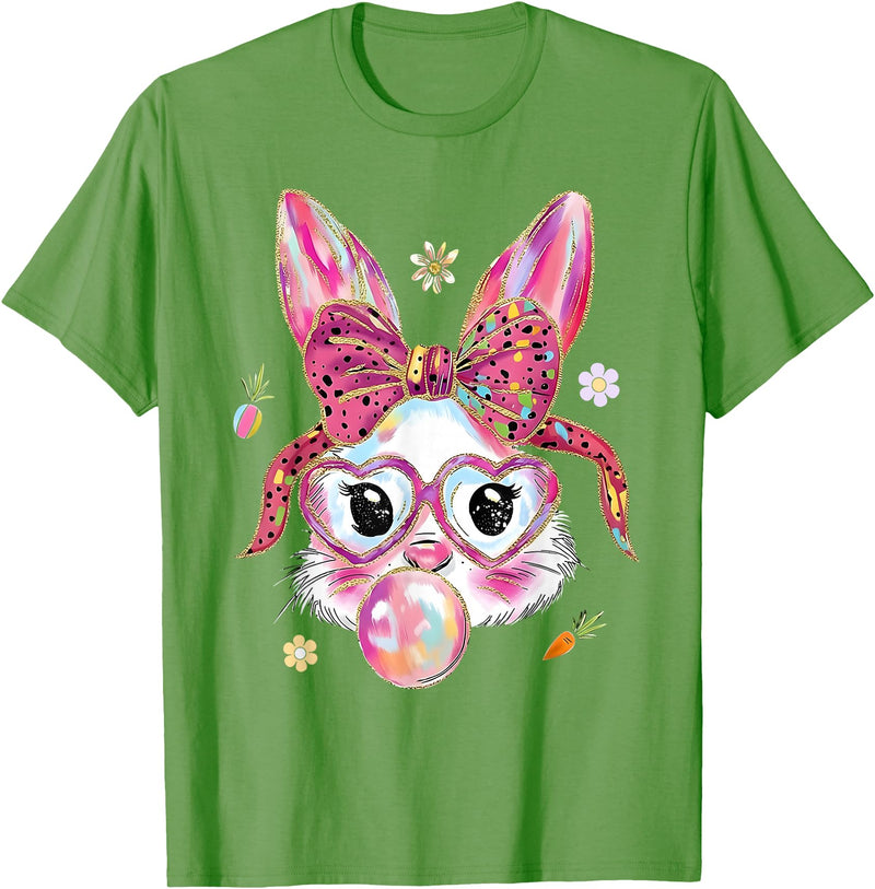 Women Girls Kids Rabbit T-Shirt in Grass Green