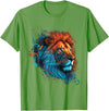 Teexpression Roaring Colors - Lion Graphic Design with a Vibrant Twist T-Shirt Small - Grass Green