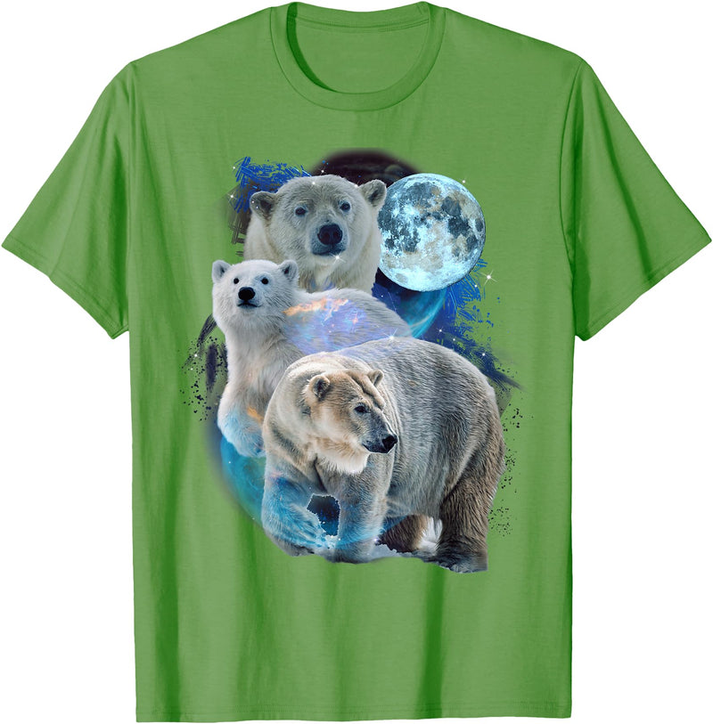 Polar Bears Art Vibes 3 Moon Polar Bears Funny Fur Marine Mammals Bear Art Humor T-Shirt - Grass Green