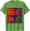 Colorful 4 Photos Animals Giraffe Sunglasses Funny Faces Collage Pop Art T-Shirt - Grass Green