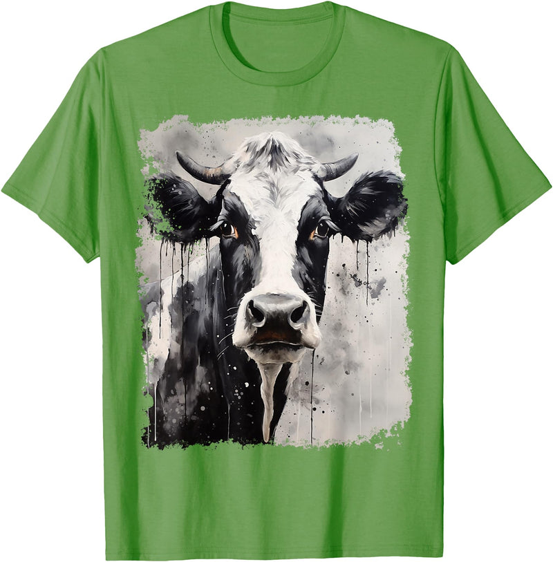 Noah&Friends A Black White Cow T-Shirt - Grass Green