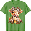 Cute Highland Cow Coffee Addict Leopard Bow Highland Cow Coffee Addict Funny Drink Coffee T-Shirt - Grass Green