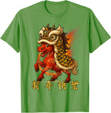 Chinese New Year of Fire Horse 2026 Funny Tee Year of The Fire Horse Zodiac Funny Chinese New Year 2026 T-Shirt - Grass Green