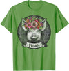 Pig with Flowers Vegan Retro Products Pig with Flowers Vegan Retro – Boho Hippie Cute T-Shirt - Grass Green