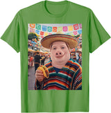 Pig John Pork Mexico Meme John Pork Funny Pig Man Mexican Fiesta Cinco de Mayo Taco T-Shirt - Grass Green