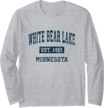 White Bear Lake Minnesota MN Vintage Sports Design Navy Long Sleeve Shirt