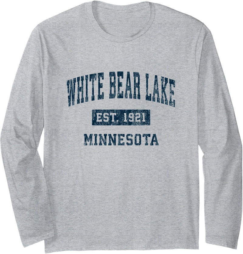White Bear Lake MN Retro T-Shirts & Tees White Bear Lake Minnesota MN Vintage Sports Design Navy Long Sleeve T-Shirt - As Pictured