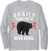 Easily Distracted By Black Bears Long Sleeve T-Shirt - Heather Grey