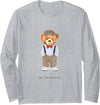 Bahaa's Tee Cool Teddy Bear Happy Quotes Illustration Graphic Designs Long Sleeve T-Shirt - Heather Grey
