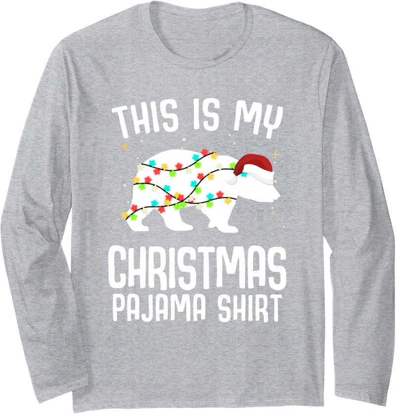 Funny Polar Bears Family Matching Wear Tees Polar Bear Christmas Pajama Santa Bear Lover Long Sleeve T-Shirt - Heather Grey