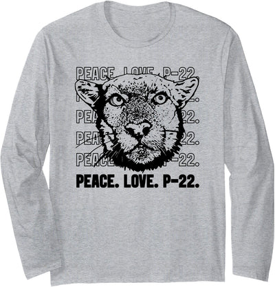 P-22 Mountain Lion Legend LA California Art P22 Peace Love Long Sleeve Shirt