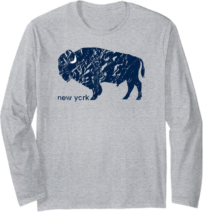 Cow Whereabouts Buffalo Ny Blue Distressed Buffalo T-Shirt