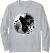 Halloween Horror Apparel ADC Gothic Batcat Black Cat Halloween Full Moon Spooky Bats Long Sleeve T-Shirt - Heather Grey