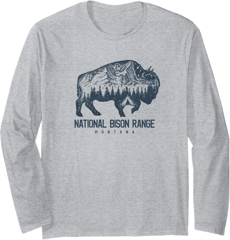 National Bison Range Montana Buffalo Protect Montana National Bison Range Buffalo Camping Conservation Long Sleeve T-Shirt -