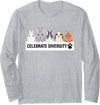 Celebrate Diversity Cute Pet Bunny for Rabbit Lovers Long Sleeve Shirt in Heather Grey