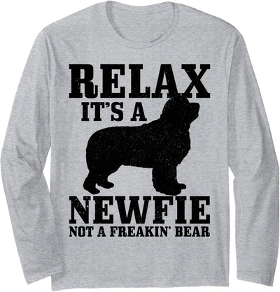 Newfoundland Dog Relax I'ts A Newfie Not A Bear Newfie Mom Long Sleeve Shirt