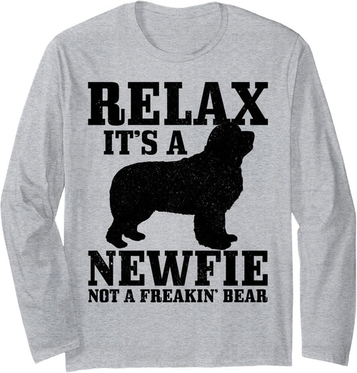 We Love Newfies - Newfoundland Dog Mom Co. Newfoundland Dog Relax I'ts A Newfie Not A Bear Newfie Mom Long Sleeve T-Shirt - As Pictured
