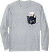 Polar Bear Lover Artwear Polar Bear in Pocket Baby Polar Bear Peeking Bears Lover Long Sleeve T-Shirt - Heather Grey