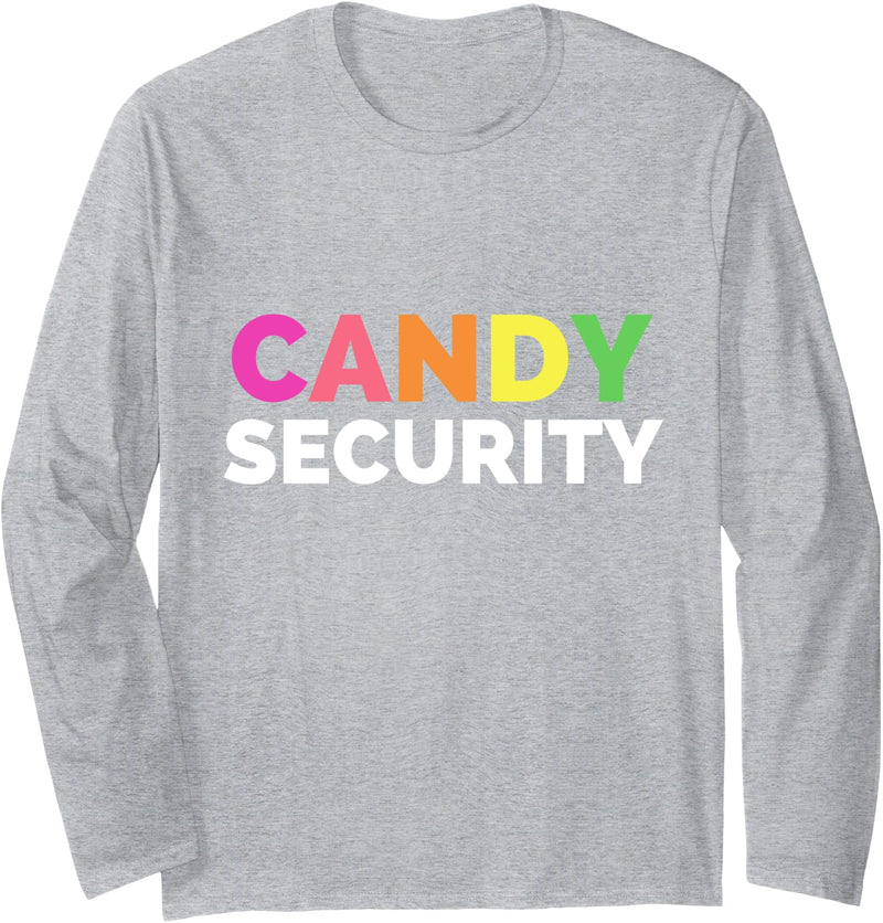 Candy Security Shirt Retro Vintage Apparel Funny Candy Security Halloween Costume Long Sleeve T-Shirt - Heather Grey