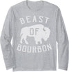 Drinking Fun designs - Big Ray Designs Beast of Bourbon Drinking Whiskey design Bison Buffalo Party Long Sleeve T-Shirt -