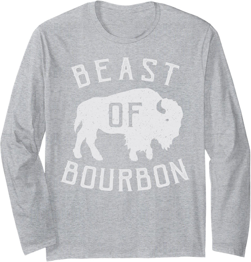 Drinking Fun designs - Big Ray Designs Beast of Bourbon Drinking Whiskey design Bison Buffalo Party Long Sleeve T-Shirt -